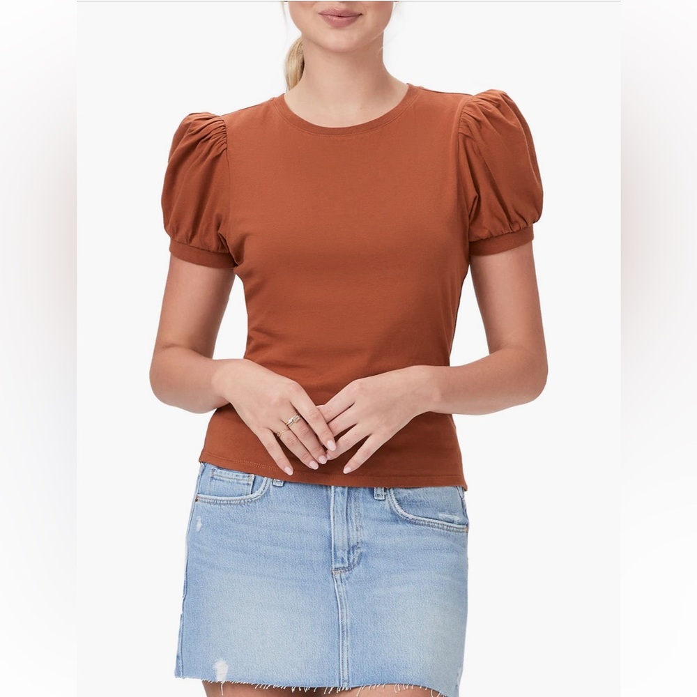PAIGE Brown Fitted Short Sleeve T-Shirt